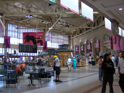 South Station, covered in iPod ads